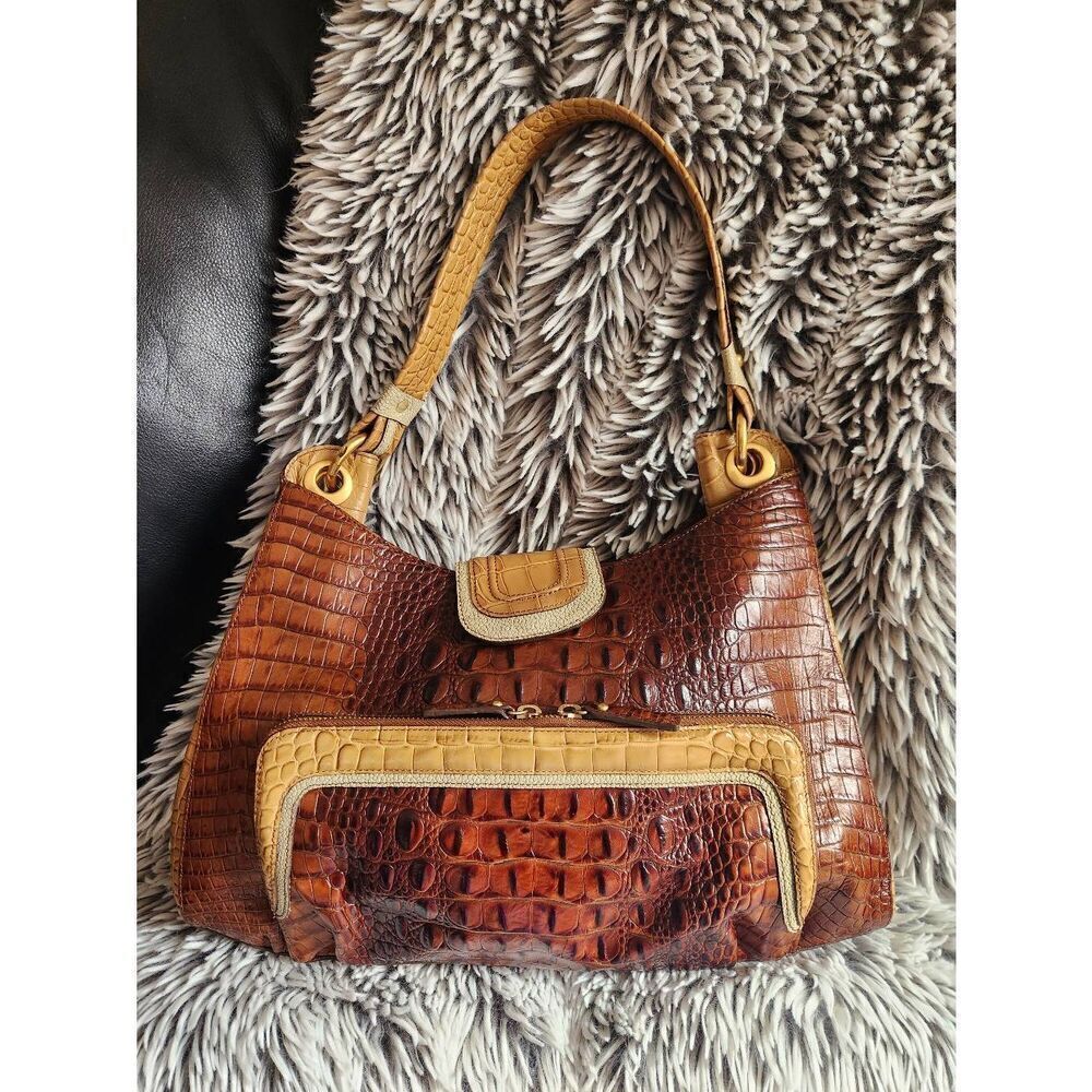 Brahmin (Jabou) Pecan Tricolor Collection shoulder bag. Excellent used condition